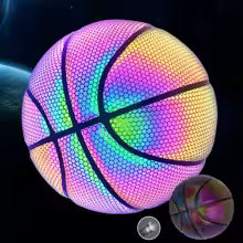 Bola de basquete colorida criativa holográfica reflexiva bola de couro pu legal noite brilhante basquete para esportes ao ar livre