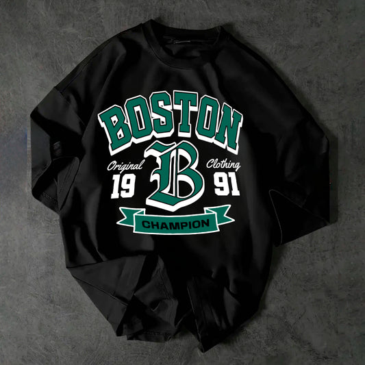 Camiseta Oversized Boston City - Estilo Basquete Americano Retro